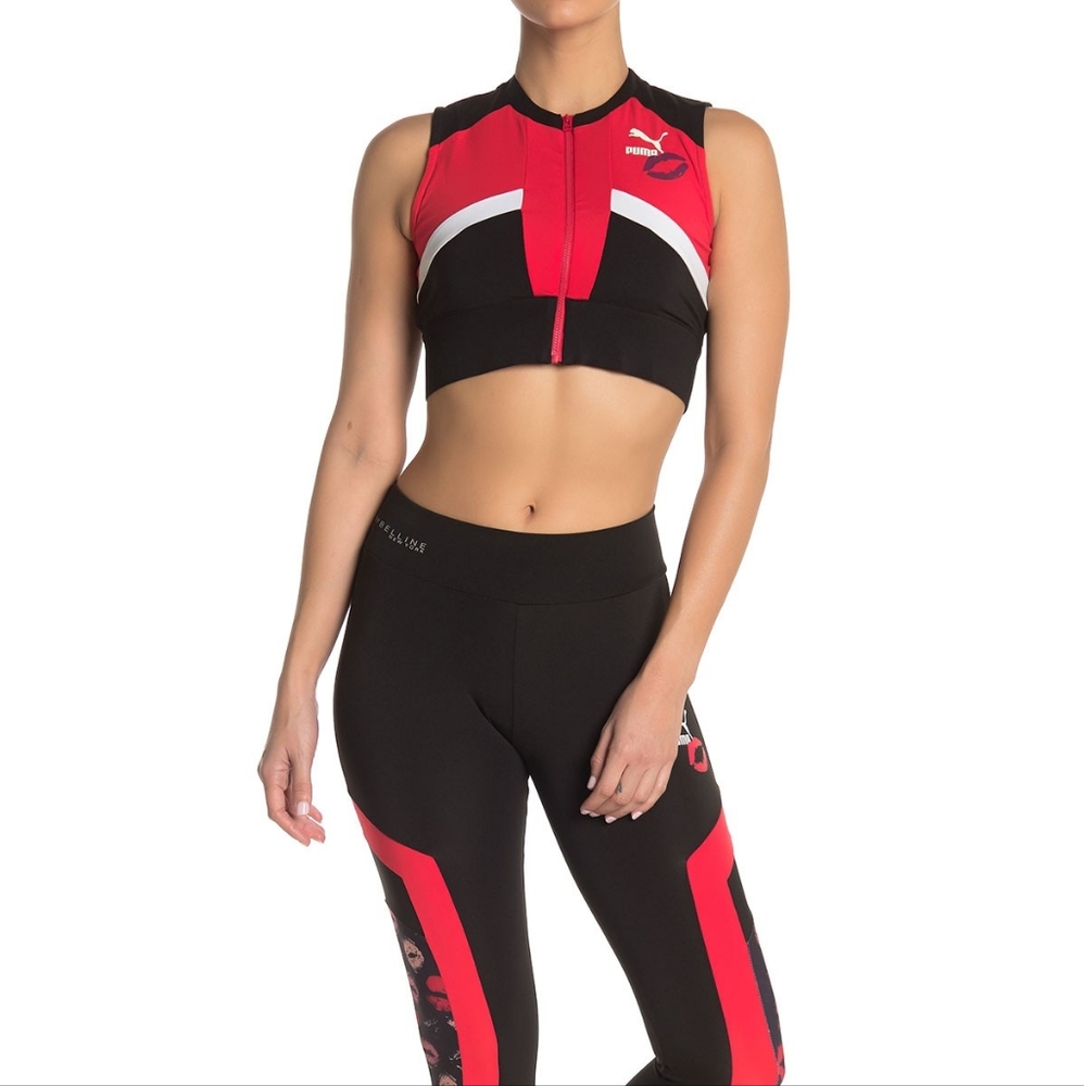 Puma X Maybelline Color Block Zip Up Crop Top - image 1